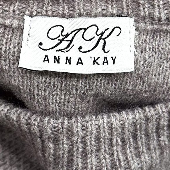 Anna Kay Wool-Blend Crewneck Ruffle Balloon Sleeve Sweater in Grey Women’s Sz M - Picture 3 of 15